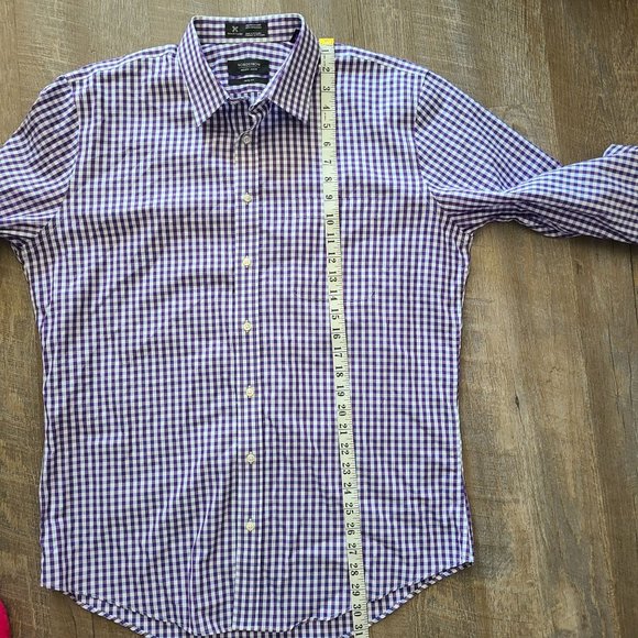 Nordstrom Men's Shop Trim Fit 100% Cotton Plaid Button-Up Shirt Size 16.5 - Picture 7 of 7